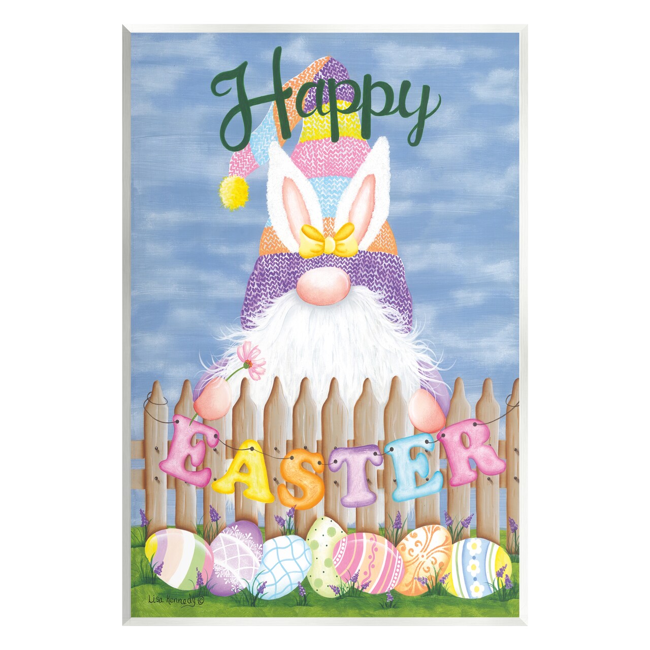 Stupell Industries Happy Easter Garden Gnome Eggs Wall Plaque Art